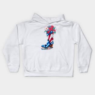 Patriotic Flowers Cowboy Boot Kids Hoodie